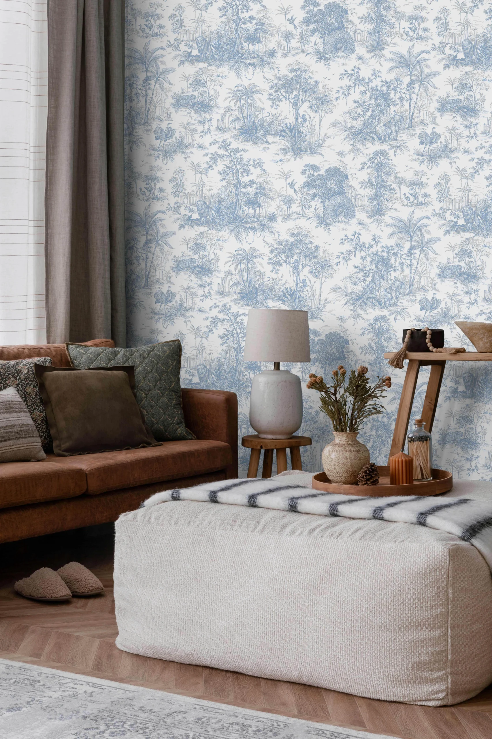 Blue Textured Wallpaper – Natural Glittering (24207-2)